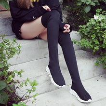 Load image into Gallery viewer, SHANTA Women Sock Boots 2019 New Stretch Fabric Shoes Slip On Over the Knee Boots Women Pumps Boots For Womens - UK Fashion Market