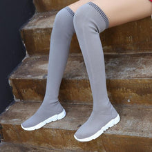 Load image into Gallery viewer, SHANTA Women Sock Boots 2019 New Stretch Fabric Shoes Slip On Over the Knee Boots Women Pumps Boots For Womens - UK Fashion Market