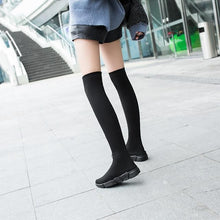 Load image into Gallery viewer, SHANTA Women Sock Boots 2019 New Stretch Fabric Shoes Slip On Over the Knee Boots Women Pumps Boots For Womens - UK Fashion Market