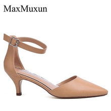 Load image into Gallery viewer, MaxMuxun Women Mid Heels Sandals Point Toe Buckle Ankle Strap Pumps Female Wedding Dress Summer Shoes - UK Fashion Market
