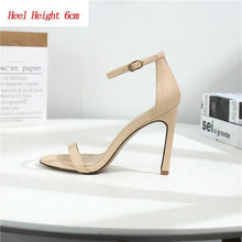 Load image into Gallery viewer, 2020 Women 10 8 6cm High Heels Sandals Lady Fetish Stripper Plus Size 33-43 Strappy Shoes Stripper Stiletto Low Heels Nude Pumps - UK Fashion Market