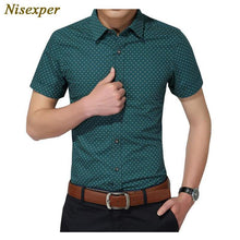 Load image into Gallery viewer, Men's Shirt New Fashion Cotton Men Social Shirt Mens Short Sleeve Shirts Man Polka Dot Casual Plus Size 5XL - UK Fashion Market