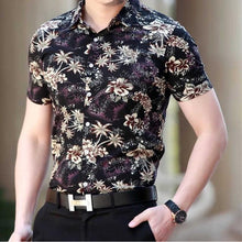 Load image into Gallery viewer, Floral Print Shirt Men 2020 Brand New Gold Bronzing Short Sleeve Chemise Homme Fancy Flower Mens Dress Shirts Camisa Masculina - UK Fashion Market