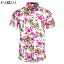 Load image into Gallery viewer, Hawaiian Shirts Mens Tropical Pink Floral Beach Shirt Summer Short Sleeve Vacation Clothing Casual Hawaii Shirt Men USA Size XXL - UK Fashion Market