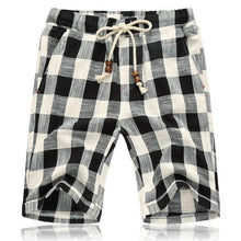 Load image into Gallery viewer, Summer New Cotton Linen Casual Shorts Men Grid Hot Mens Bermudas Shorts Comfortable Male Beach Shorts - UK Fashion Market
