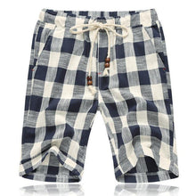 Load image into Gallery viewer, Summer New Cotton Linen Casual Shorts Men Grid Hot Mens Bermudas Shorts Comfortable Male Beach Shorts - UK Fashion Market