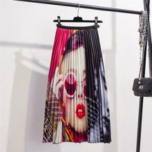 Load image into Gallery viewer, Cartoon Pleated Summer Skirts Womens 2020 New Fashion Print High Waist Elastic Long Skirt for Women Faldas Mid-Calf High Street - UK Fashion Market