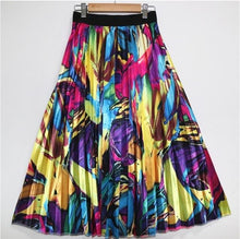 Load image into Gallery viewer, Cartoon Pleated Summer Skirts Womens 2020 New Fashion Print High Waist Elastic Long Skirt for Women Faldas Mid-Calf High Street - UK Fashion Market