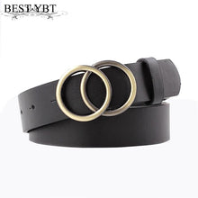 Load image into Gallery viewer, Best YBT Women Belt Imitation leather Alloy Pin Buckle Belt New Double Circle Button Belt Leisure Jeans Fashion Dress Women Belt - UK Fashion Market
