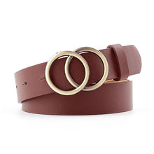 Load image into Gallery viewer, Best YBT Women Belt Imitation leather Alloy Pin Buckle Belt New Double Circle Button Belt Leisure Jeans Fashion Dress Women Belt - UK Fashion Market