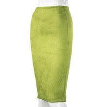 Load image into Gallery viewer, SheBlingBling Empire Skirts Spring Faux Suede Pencil High Waist Bodycon Split Thick Stretchy Sexy Skirts Knee Length Plus Size - UK Fashion Market