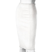 Load image into Gallery viewer, SheBlingBling Empire Skirts Spring Faux Suede Pencil High Waist Bodycon Split Thick Stretchy Sexy Skirts Knee Length Plus Size - UK Fashion Market