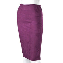 Load image into Gallery viewer, SheBlingBling Empire Skirts Spring Faux Suede Pencil High Waist Bodycon Split Thick Stretchy Sexy Skirts Knee Length Plus Size - UK Fashion Market