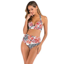 Load image into Gallery viewer, 2020 new swimsuit multi color sexy solid color printing high waist split Swimsuit Bikini suit women's Beach swimsuit - UK Fashion Market