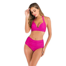 Load image into Gallery viewer, 2020 new swimsuit multi color sexy solid color printing high waist split Swimsuit Bikini suit women's Beach swimsuit - UK Fashion Market
