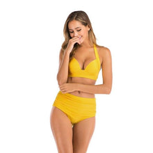 Load image into Gallery viewer, 2020 new swimsuit multi color sexy solid color printing high waist split Swimsuit Bikini suit women's Beach swimsuit - UK Fashion Market