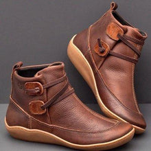 Load image into Gallery viewer, PU Leather Ankle Boots for Women Autumn Winter Cross Strips Vintage Women Punk Boots Shoes Ladies Flat Women Boots Woman - UK Fashion Market