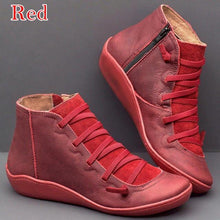 Load image into Gallery viewer, PU Leather Ankle Boots for Women Autumn Winter Cross Strips Vintage Women Punk Boots Shoes Ladies Flat Women Boots Woman - UK Fashion Market