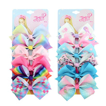 Load image into Gallery viewer, 6 Pieces/Set JoJo Bows Jojo Siwa Rainbow Printed Knot Ribbon Bow For Girls Handmade Boutique Hair Clip Children Hair Accessories - UK Fashion Market