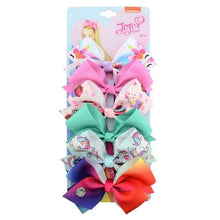 Load image into Gallery viewer, 6 Pieces/Set JoJo Bows Jojo Siwa Rainbow Printed Knot Ribbon Bow For Girls Handmade Boutique Hair Clip Children Hair Accessories - UK Fashion Market