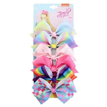 Load image into Gallery viewer, 6 Pieces/Set JoJo Bows Jojo Siwa Rainbow Printed Knot Ribbon Bow For Girls Handmade Boutique Hair Clip Children Hair Accessories - UK Fashion Market