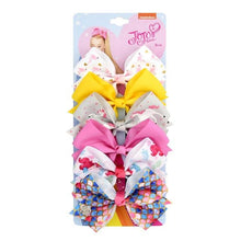 Load image into Gallery viewer, 6 Pieces/Set JoJo Bows Jojo Siwa Rainbow Printed Knot Ribbon Bow For Girls Handmade Boutique Hair Clip Children Hair Accessories - UK Fashion Market