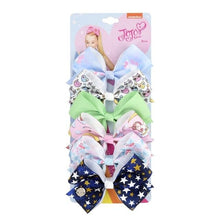 Load image into Gallery viewer, 6 Pieces/Set JoJo Bows Jojo Siwa Rainbow Printed Knot Ribbon Bow For Girls Handmade Boutique Hair Clip Children Hair Accessories - UK Fashion Market
