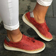 Load image into Gallery viewer, New Women's Shoes Hollow Out woman shoes Striped Vulcanize Breathable Elastic Retro Casual Flats Suitable Wide Leg Woman Sneaker - UK Fashion Market