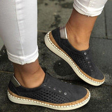Load image into Gallery viewer, New Women's Shoes Hollow Out woman shoes Striped Vulcanize Breathable Elastic Retro Casual Flats Suitable Wide Leg Woman Sneaker - UK Fashion Market