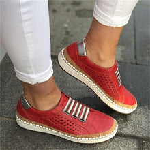 Load image into Gallery viewer, New Women's Shoes Hollow Out woman shoes Striped Vulcanize Breathable Elastic Retro Casual Flats Suitable Wide Leg Woman Sneaker - UK Fashion Market