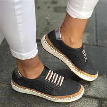 Load image into Gallery viewer, New Women's Shoes Hollow Out woman shoes Striped Vulcanize Breathable Elastic Retro Casual Flats Suitable Wide Leg Woman Sneaker - UK Fashion Market