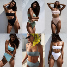 Load image into Gallery viewer, ZTVitality Sexy Bikinis Solid Push Up Bikini 2020 Hot Sale Padded Bra Straps High Waist Swimsuit Female Swimwear Women Biquini - UK Fashion Market