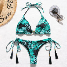 Load image into Gallery viewer, Brazilian bikini thong 2020 Leaves print bathing suit Tassel swimwear women Sexy swimsuit female Push up bathers new biquinis - UK Fashion Market