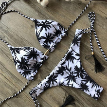 Load image into Gallery viewer, Brazilian bikini thong 2020 Leaves print bathing suit Tassel swimwear women Sexy swimsuit female Push up bathers new biquinis - UK Fashion Market