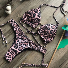 Load image into Gallery viewer, Brazilian bikini thong 2020 Leaves print bathing suit Tassel swimwear women Sexy swimsuit female Push up bathers new biquinis - UK Fashion Market