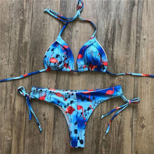 Load image into Gallery viewer, Brazilian bikini thong 2020 Leaves print bathing suit Tassel swimwear women Sexy swimsuit female Push up bathers new biquinis - UK Fashion Market