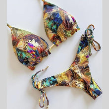 Load image into Gallery viewer, Brazilian bikini thong 2020 Leaves print bathing suit Tassel swimwear women Sexy swimsuit female Push up bathers new biquinis - UK Fashion Market