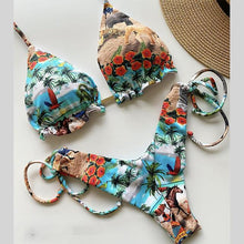 Load image into Gallery viewer, Brazilian bikini thong 2020 Leaves print bathing suit Tassel swimwear women Sexy swimsuit female Push up bathers new biquinis - UK Fashion Market