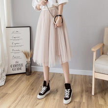 Load image into Gallery viewer, Tulle Skirts Womens Midi Pleated Skirt Black Pink Tulle Skirt Women 2020 Spring Summer Korean Elastic High Waist Mesh Tutu Skirt - UK Fashion Market