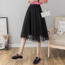 Load image into Gallery viewer, Tulle Skirts Womens Midi Pleated Skirt Black Pink Tulle Skirt Women 2020 Spring Summer Korean Elastic High Waist Mesh Tutu Skirt - UK Fashion Market