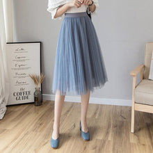 Load image into Gallery viewer, Tulle Skirts Womens Midi Pleated Skirt Black Pink Tulle Skirt Women 2020 Spring Summer Korean Elastic High Waist Mesh Tutu Skirt - UK Fashion Market