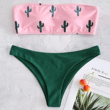 Load image into Gallery viewer, Bikinx Bandeau swimwear women push up swimsuit female Cactus Print micro bikini 2020 sexy bathing suit beach bathers Biquini new - UK Fashion Market