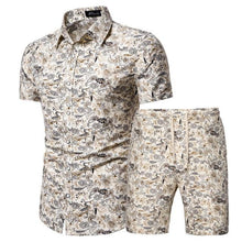 Load image into Gallery viewer, Pattern Tracksuit Men Summer Beachwear Men's Set 2020 Mens Notched T Shirts +Shorts Two Piece Sets Floral Beach Swaet Suit 5XL - UK Fashion Market