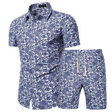 Load image into Gallery viewer, Pattern Tracksuit Men Summer Beachwear Men's Set 2020 Mens Notched T Shirts +Shorts Two Piece Sets Floral Beach Swaet Suit 5XL - UK Fashion Market
