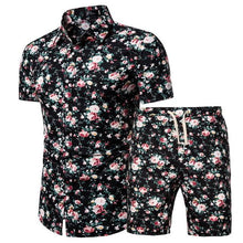 Load image into Gallery viewer, Pattern Tracksuit Men Summer Beachwear Men's Set 2020 Mens Notched T Shirts +Shorts Two Piece Sets Floral Beach Swaet Suit 5XL - UK Fashion Market