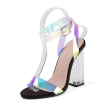 Load image into Gallery viewer, High Quality 2019 PVC Clear Transparent Strappy Buckle Sandals Women Sandals Shoes Celebrity Wearing Simple Style High Heels - UK Fashion Market