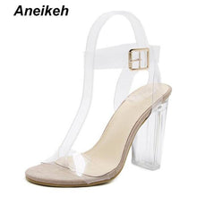Load image into Gallery viewer, Aneikeh New Women Sandals PVC Jelly Crystal Heel Transparent Women Sexy Clear High Heels Summer Sandals Pumps Shoes Size 41 42 - UK Fashion Market