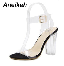 Load image into Gallery viewer, Aneikeh New Women Sandals PVC Jelly Crystal Heel Transparent Women Sexy Clear High Heels Summer Sandals Pumps Shoes Size 41 42 - UK Fashion Market