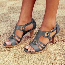 Load image into Gallery viewer, KWBEFRT 2020 Summer Sandals Women Open Toe Gladiator Shoes Women Ring Fashion Shoes Flats Metal Buckle Thin Heels Dropshipping - UK Fashion Market