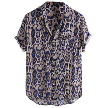 Load image into Gallery viewer, Mens Shirt Fashion Leopard Printed Chest Pocket Turn Down Collar Short Sleeve Casual Autumn Loose Shirt top blouse new 2019 - UK Fashion Market